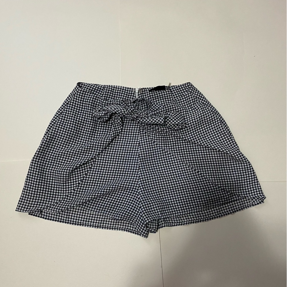 Black and White Gingham Ruffle Bow tie Skort